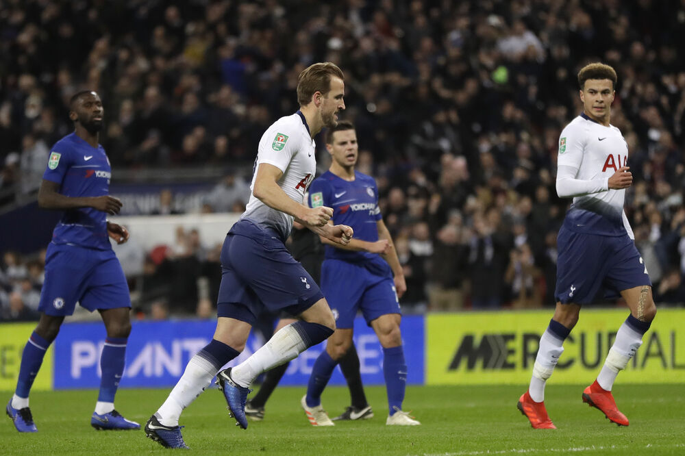 Hari Kejn slavi gol protiv Čelsija, Foto: BETA/AP