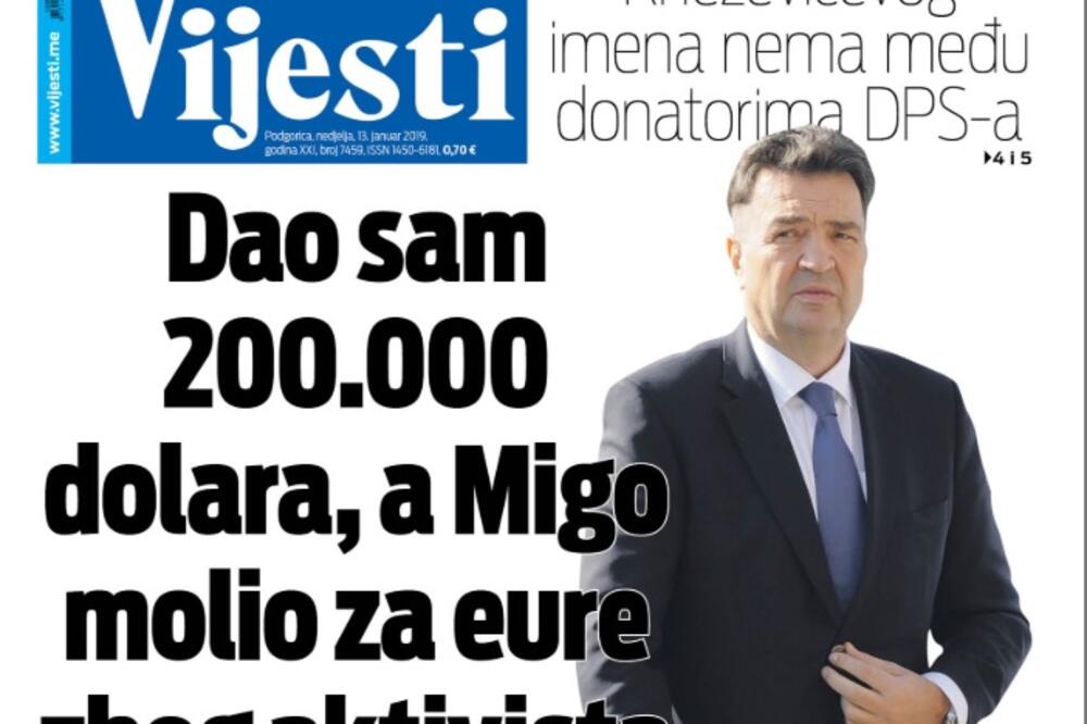 Naslovna strana Vijesti za 13. januar