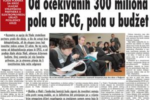 Od očekivanih 300 miliona, pola u EPCG, pola u budžet