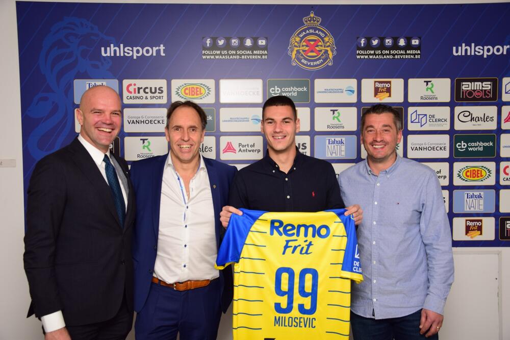 Gluščević i Milošević sa čelnicima Beverena, Foto: Waasland-beveren.be