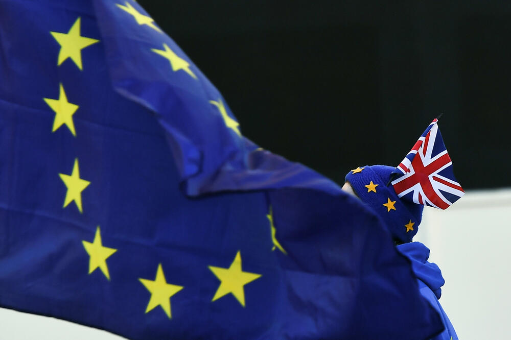Protivnik izlaska Britanije iz EU ispred britanskog Parlamenta, Foto: Reuters