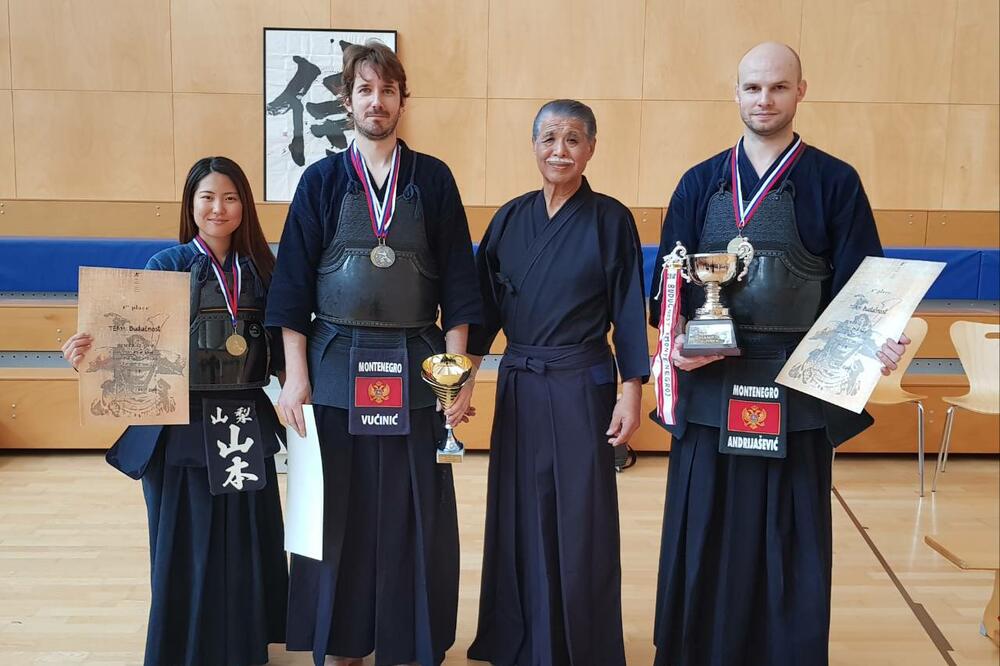 Maya Yamamoto, Andrija Vučinić, Marko Andrijašević, Kendo klub Budućnost, Foto: Kendo klub Budućnost
