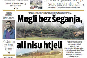 Naslovna strana "Vijesti" za 30. januar