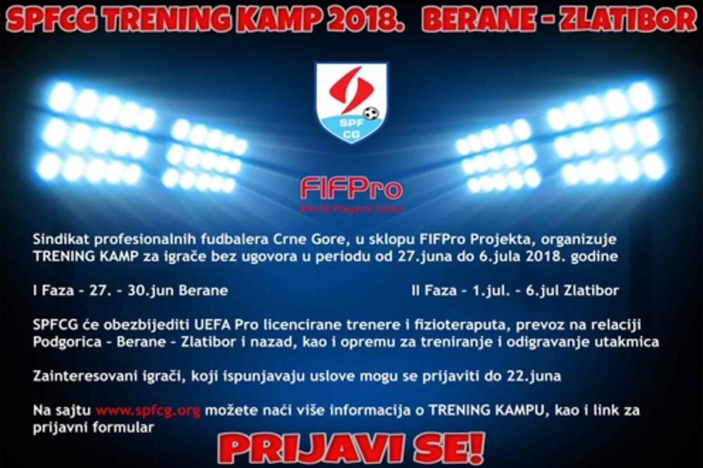Sindikat profesionalnih fudbalera Crne Gore trening kamp, Foto: SPFCG