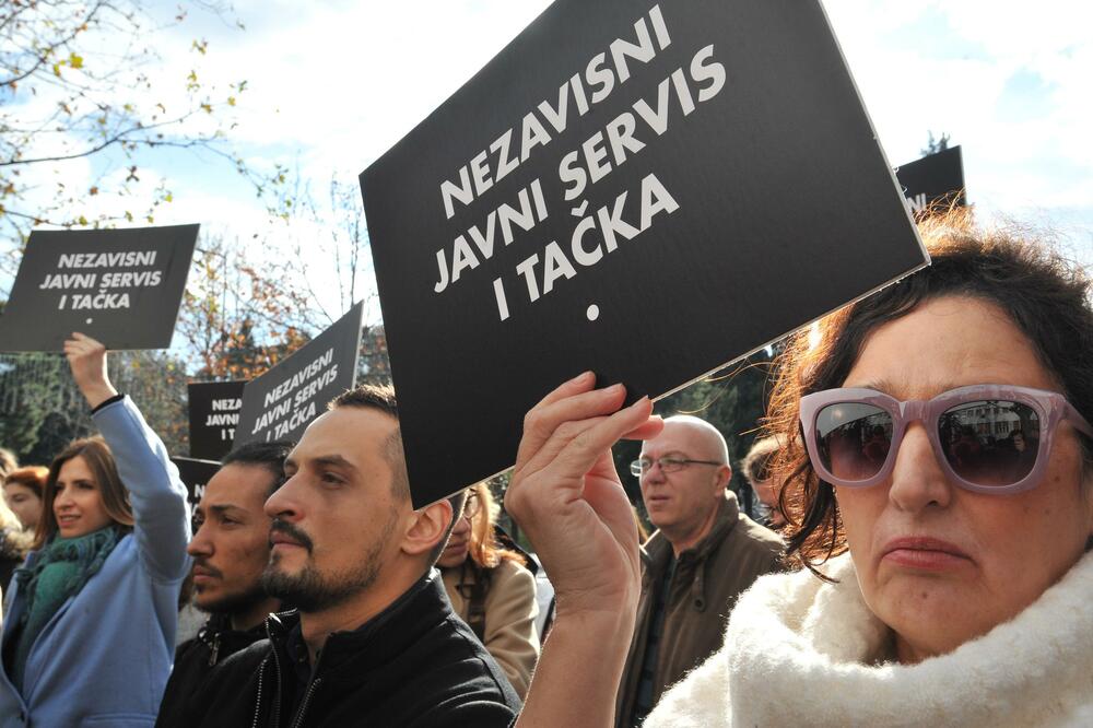 protest RTCG, Foto: Savo Prelević