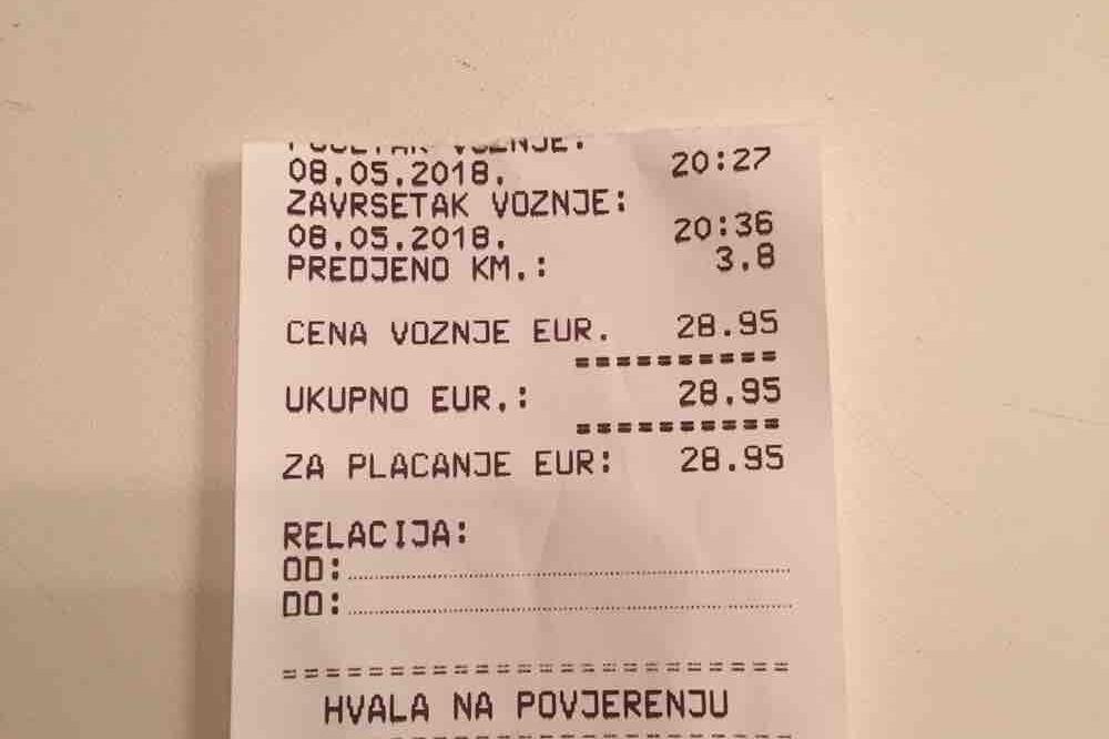 taksi račun, prevara, Budva, Foto: Čitalac reporter