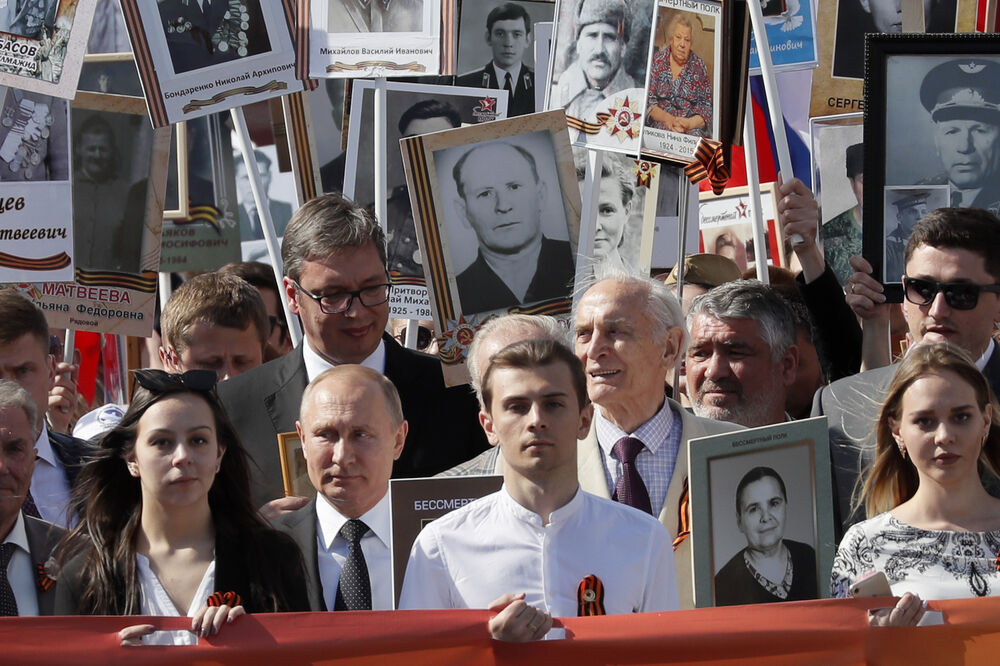 Besmrtni puk, Vladimir Putin, Aleksandar Vučić, Foto: Beta/Alexei Druzhinin, Sputnik, Kremlin Pool Photo via AP