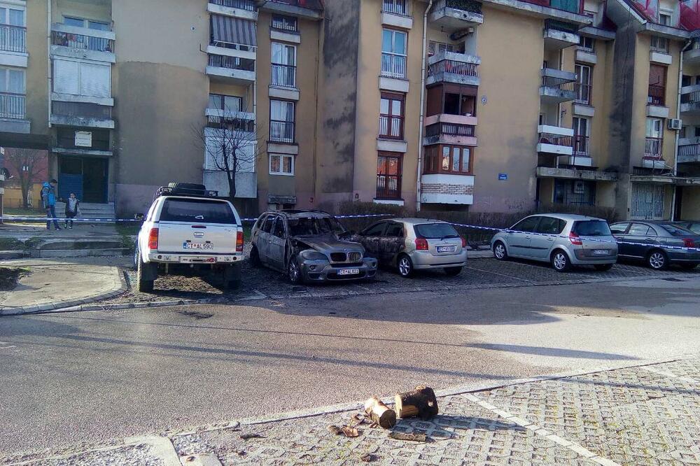 Zapaljeno vozilo, Cetinje, Foto: Televizija Vijesti