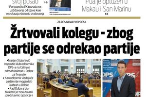 Naslovna strana "Vijesti" za 1. februar