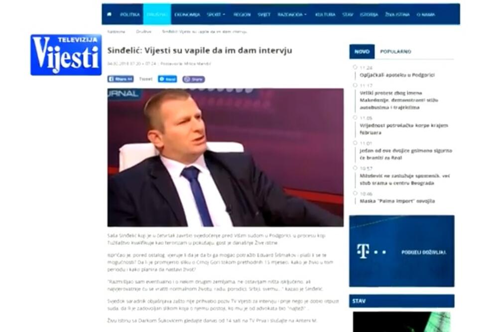 Sinđelić Antena M, Foto: Screenshot (TV Vijesti)