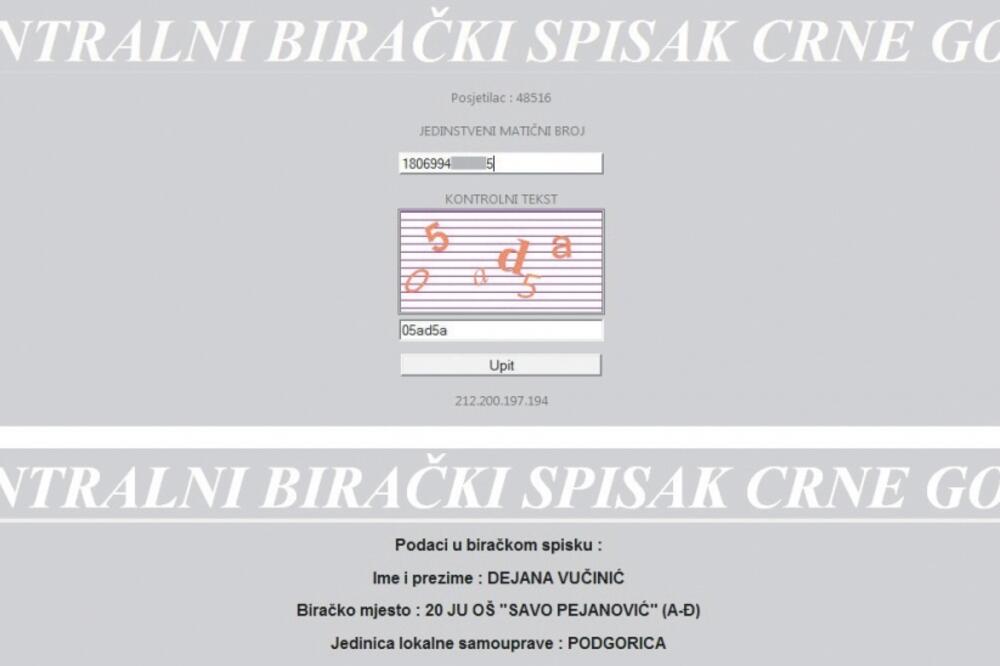 Birači.me, Birački spisak, Foto: Screenshot