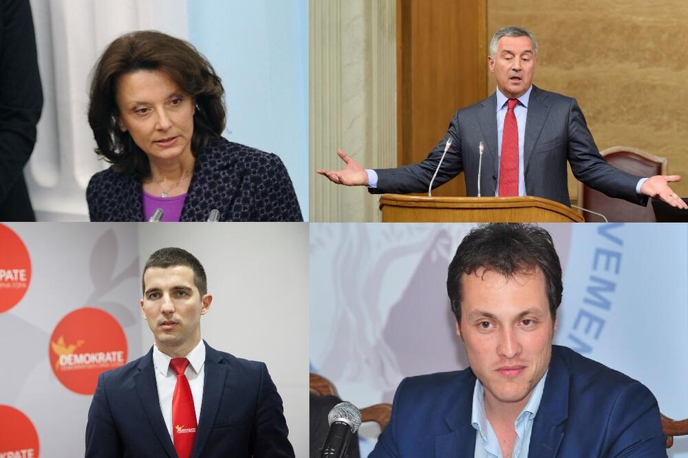 Marko Milačić, Milo Đukanović, Aleksa Bečić, Milica Pejanović Đurišić, Foto: Arhiva "Vijesti"