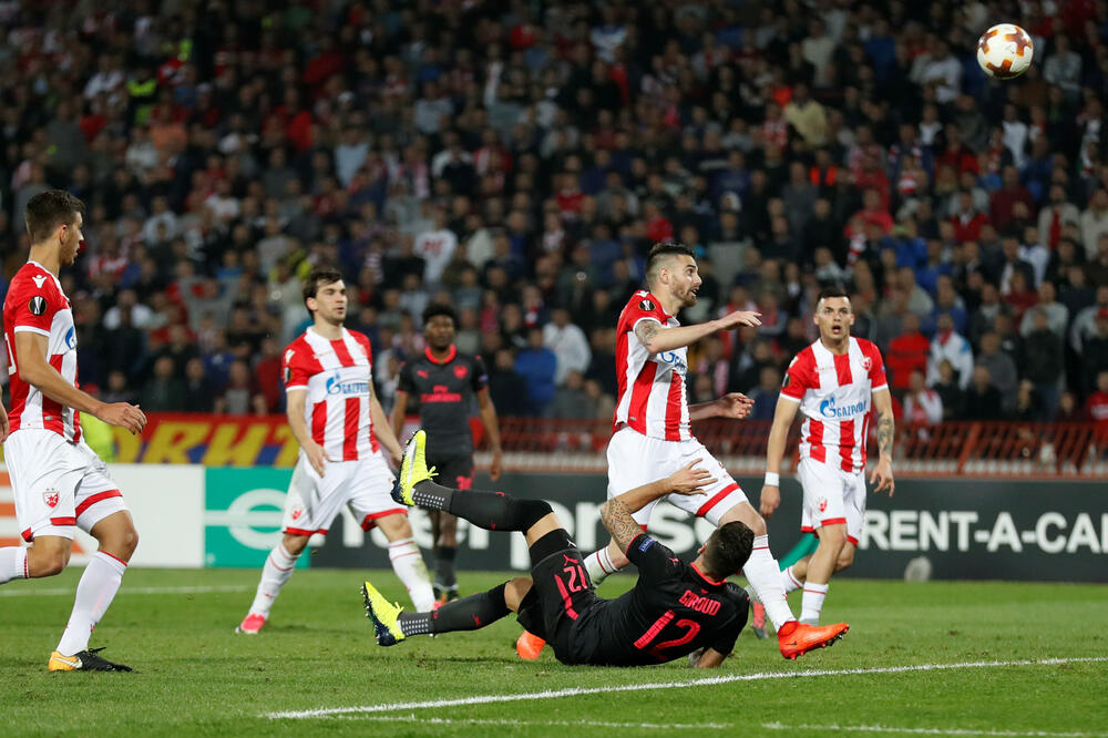 Olivije Žiru Crvena zvezda - Arsenal, Foto: Reuters