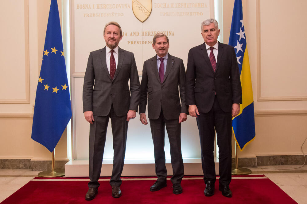 Bakir Izetbegović, Johanes Han, Dragan Čović, Foto: Predsjedništvo BiH