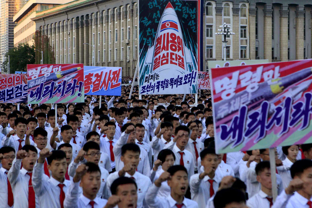 Pjongjang, Sjeverna Koreja, protest protiv Amerike
