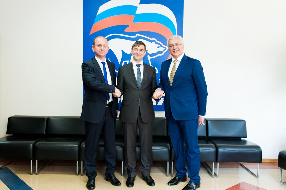 Milan Knežević, Sergej Železnjak, Andrija Mandić, Foto: Demokratski front