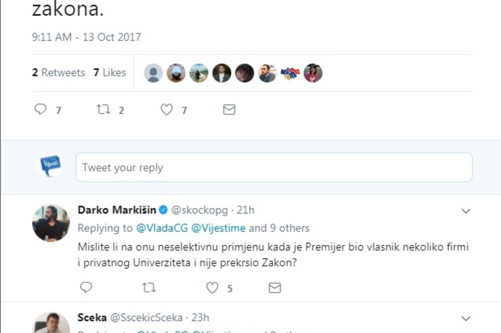 Tviter prepiska, Foto: Printscreen