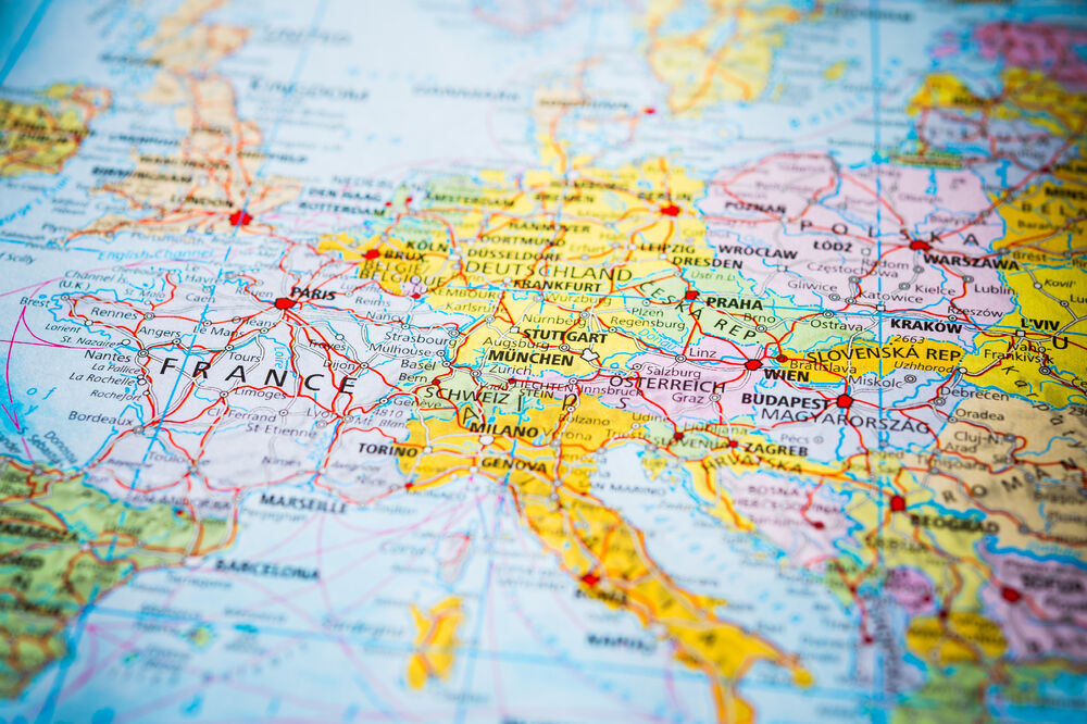 Evropa, mapa, Foto: Shutterstock