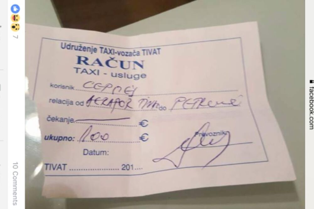 Taksi račun, Foto: Vuk Lajović