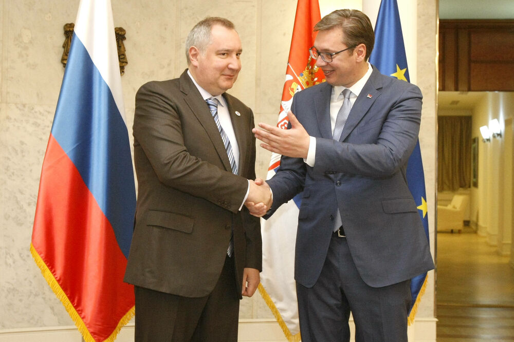 Dmitrije Rogozin, Aleksandar Vučić, Foto: Beta-AP