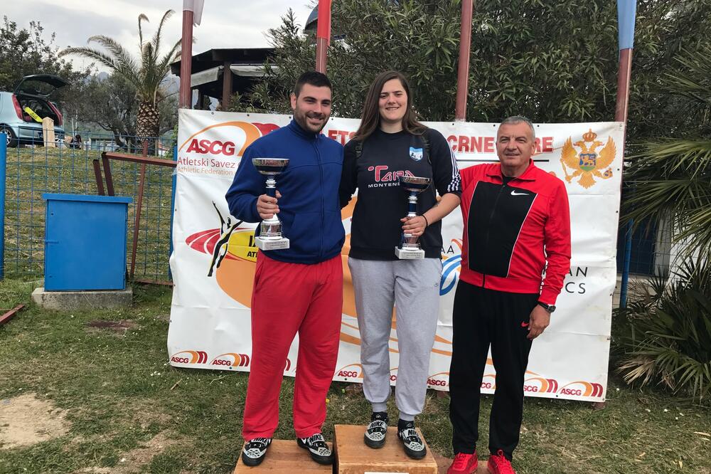 Tomaš Đurović, Kristina Rakočević, Milorad Vuletić, Foto: Atletski savez Crne Gore