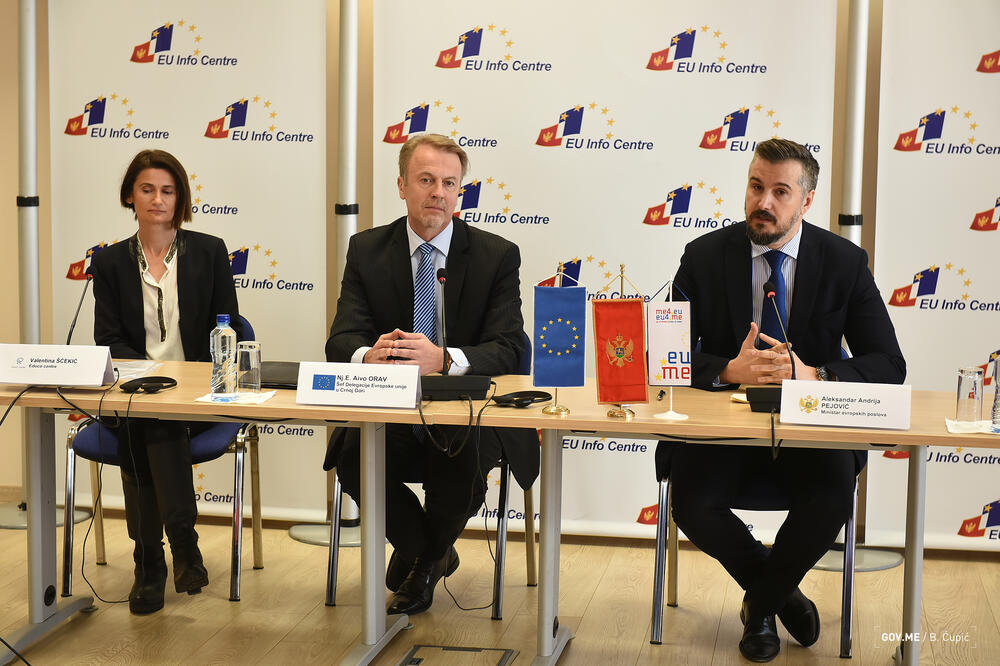 Aleksandar Pejović, Aivo Orav, Valentina Šćekić, Foto: Ministarstvo za evropske poslove