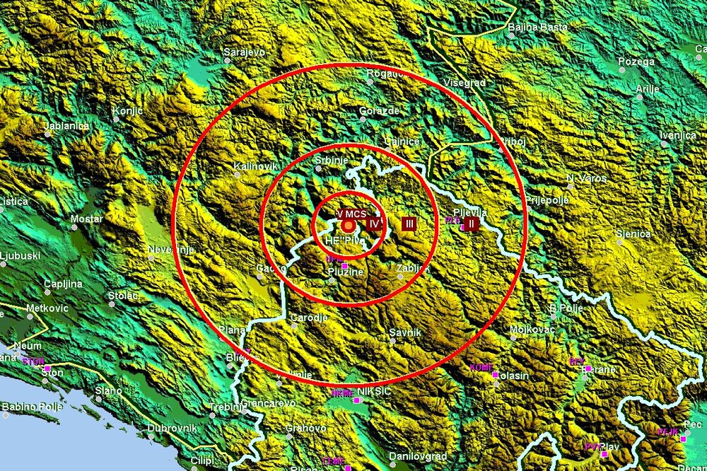 zemljotres Piva, Foto: Seismo.co.me