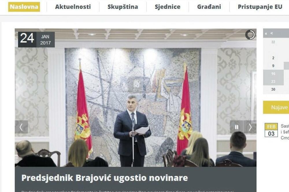 Skupština Crne Gore sajt, Foto: Printscreen