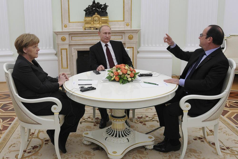 Angela Merkel, Vladimir Putin, Fransoa Oland, Foto: Reuters
