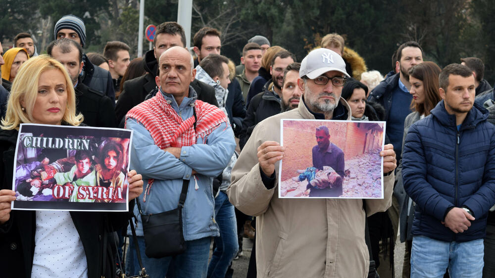 protest Sirija, zgrada UN