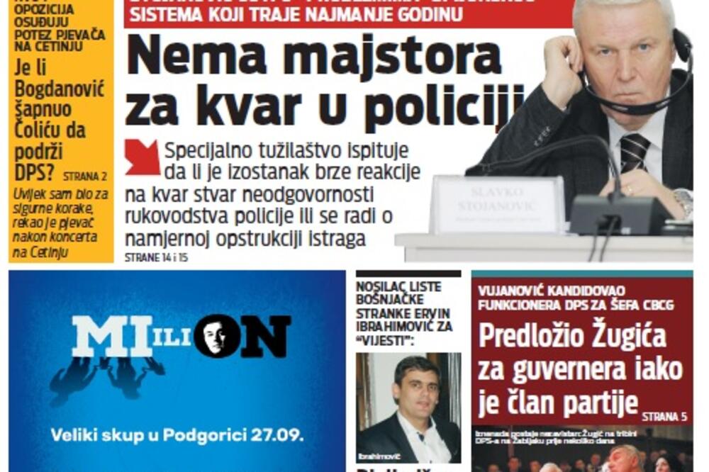 Naslovna 27.09., Foto: Vijesti