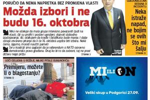U "Vijestima" čitajte: Možda izbori i ne budu 16. oktobra; Ne...