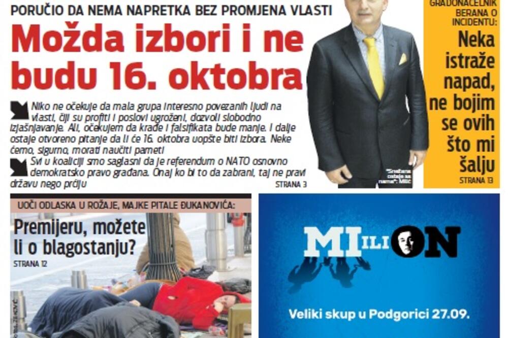 Naslovna 26.09., Foto: Vijesti