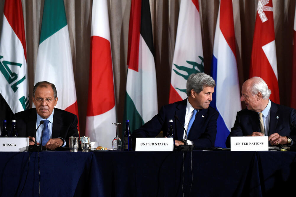 Sergej Lavrov, Džon Keri, Stefan de Mistura, Foto: Reuters
