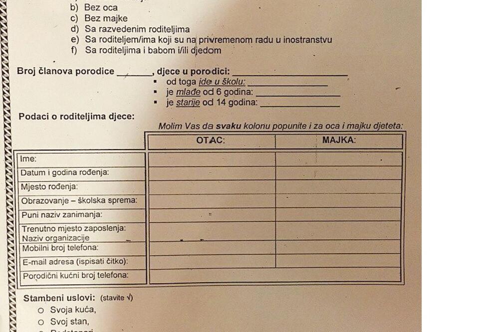 Upitnik, Foto: Privatna arhiva