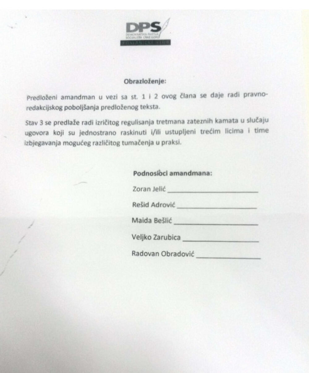 Amandman DPS-a na švajcarce