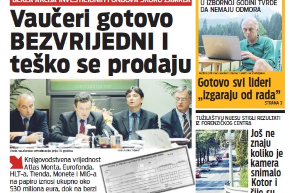 Naslovna 22.08., Foto: Vijesti