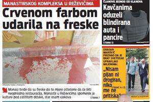 Danas u "Vijestima": Crvenom farbrom udarila na freske, Vlada...
