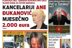 U "Vijestima" čitajte: Kancelariji Ane Đukanović mjesečno 2.000;...