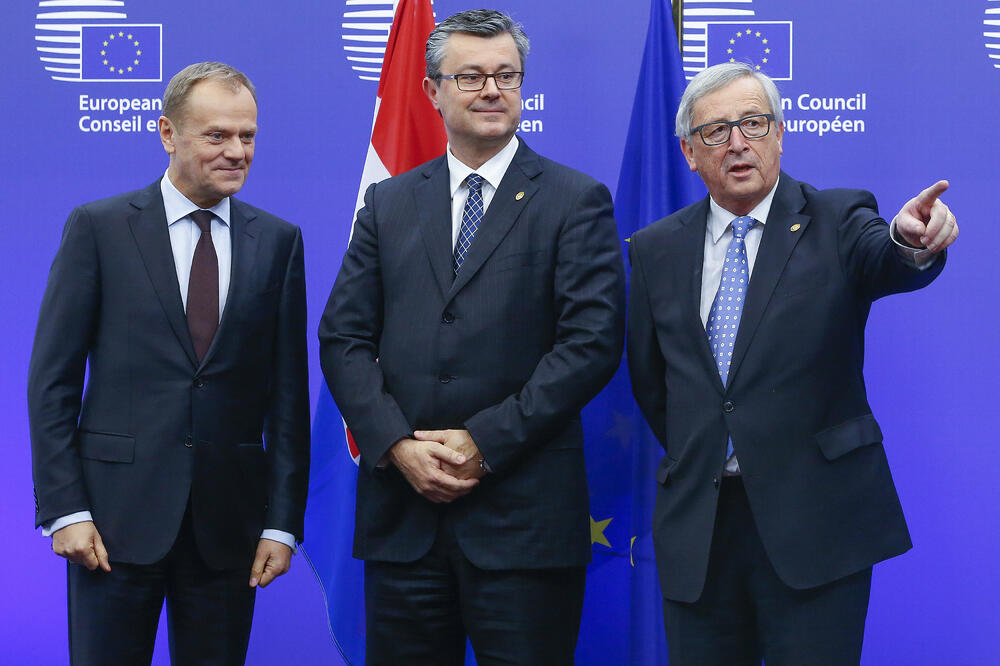 Tihomir Orešković, Donald Tusk, Žan Klod Junker, Foto: Reuters