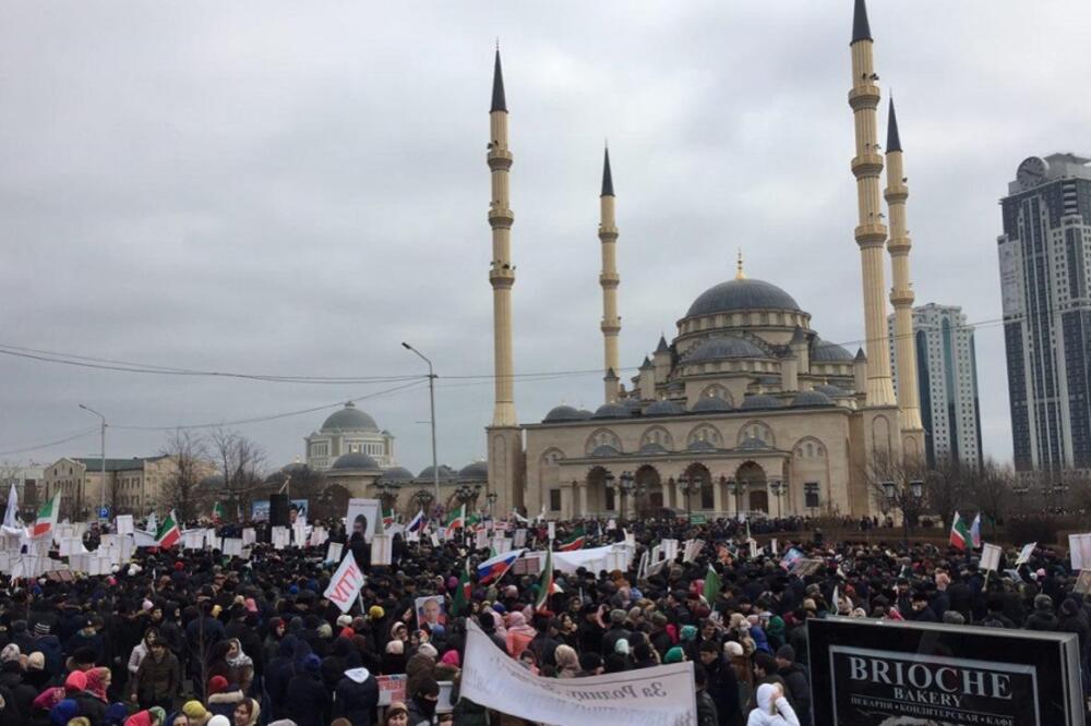 Čečenija, Grozni, protest, Foto: Twitter