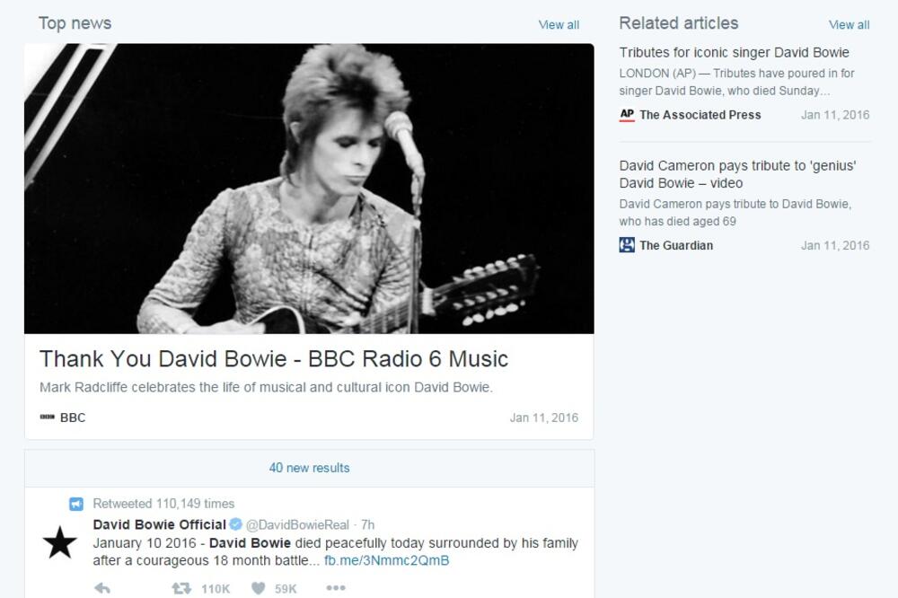 Dejvid Bouvi Tviter, Foto: Twitter