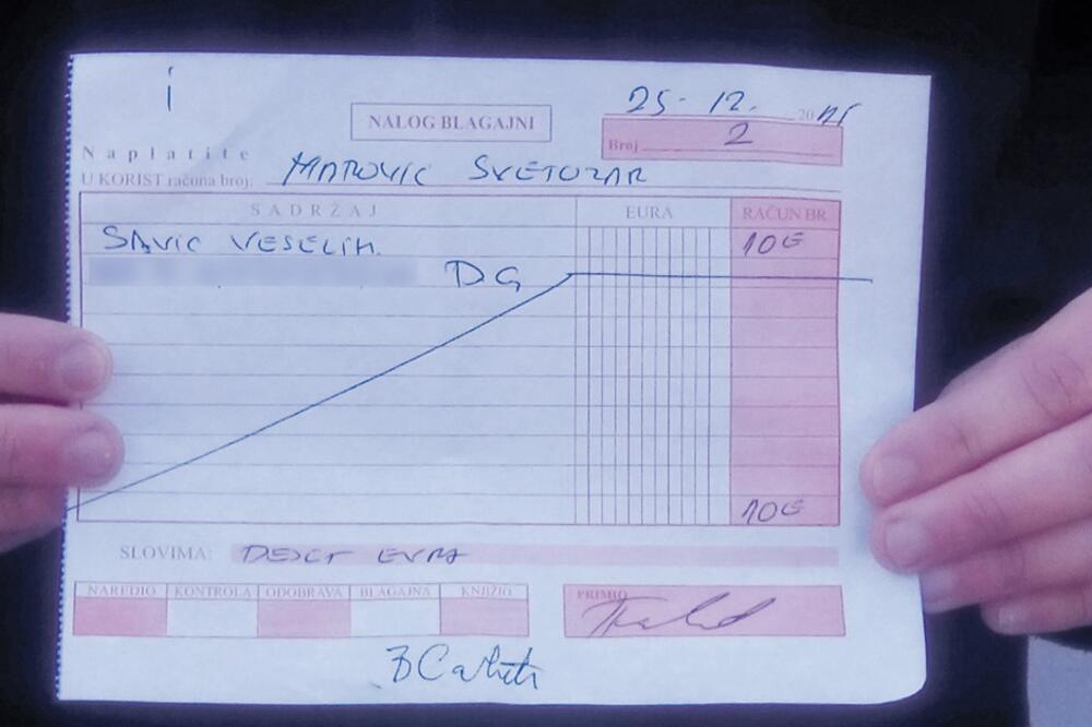 Svetozar Marović uplatnica, Foto: Jelena Jovanović