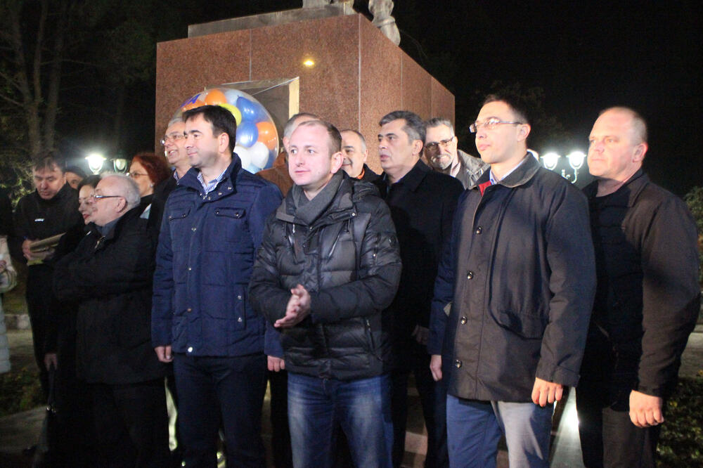DF protest, Nebojša Medojević, Milan Knežević, Vladislav Bojović, Foto: Filip Roganović