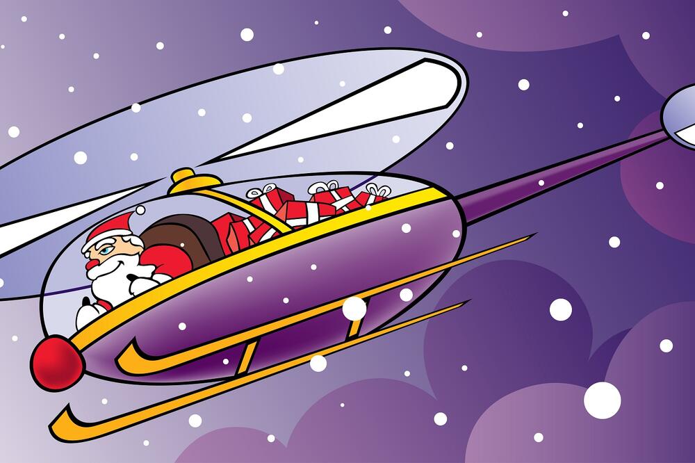 Djeda mraz, helikopter, Foto: Shutterstock