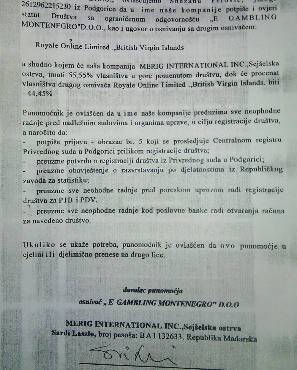 Punomoćje,Laslo  Šardi