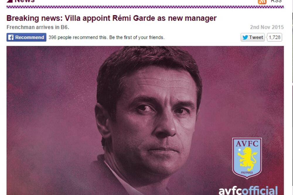 Remi Garde, Foto: Http://www.avfc.co.uk/