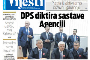 Naslovna strana "Vijesti" za 13. februar