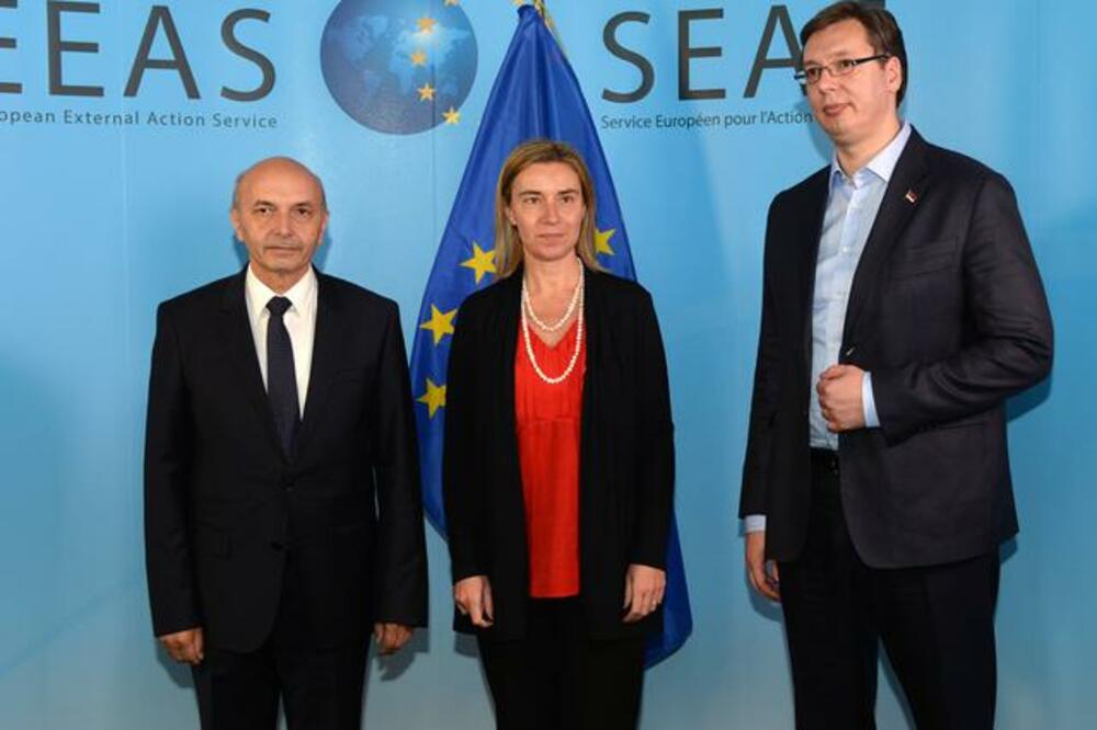 Isa Mustafa, Federika Mogerini, Aleksandar Vučić, Foto: Betaphoto