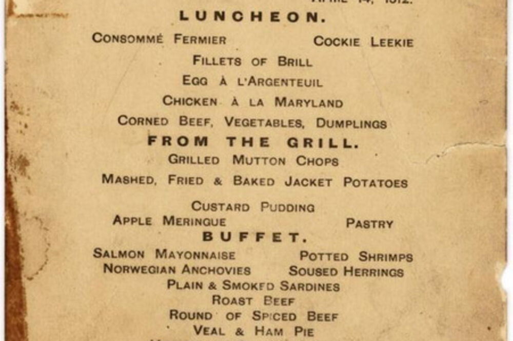 Titanik jelovnik, meni, Foto: Twitter